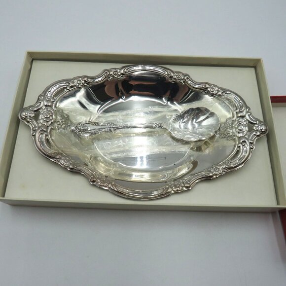 Oneida Silver Dish Artistry Community Silverplate Bowl Spoon Set Original Box - Picture 1 of 9